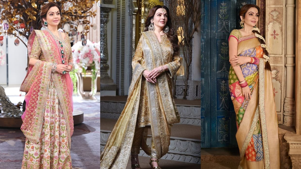 Nita Ambani looks represent Indian handicraft heritage in Anant Radhika wedding