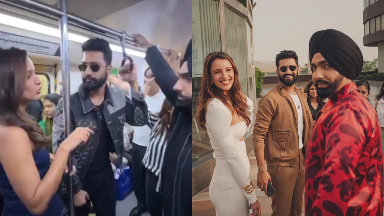 Bad Newz star Vicky Kaushal Tripti Dimri Ammy Virk travel by delhi metro for the film promotion