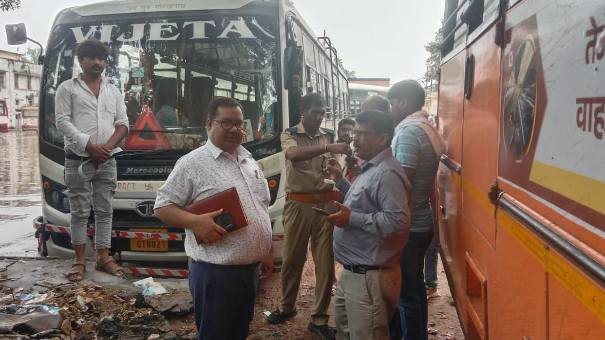 The Transport Department has taken action against illegal buses in Gorakhpur city