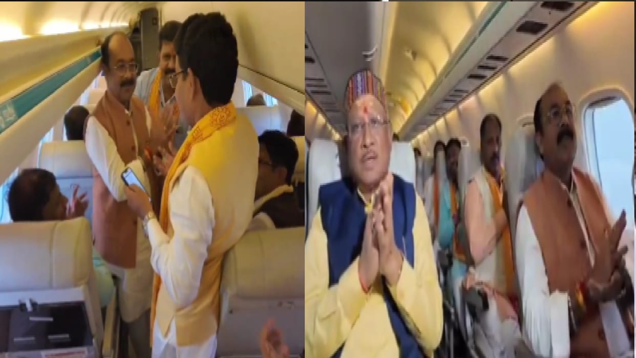 CG CM Vishnu Deo Sai and cabinet danced to him 'Ram Aayenge-Aayenge' in special plane