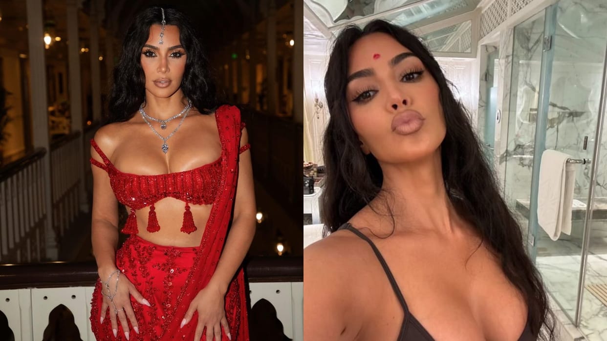 After attending Anant Radhika wedding Kim Kardashian shared a selfie with a red bindi fans reacted