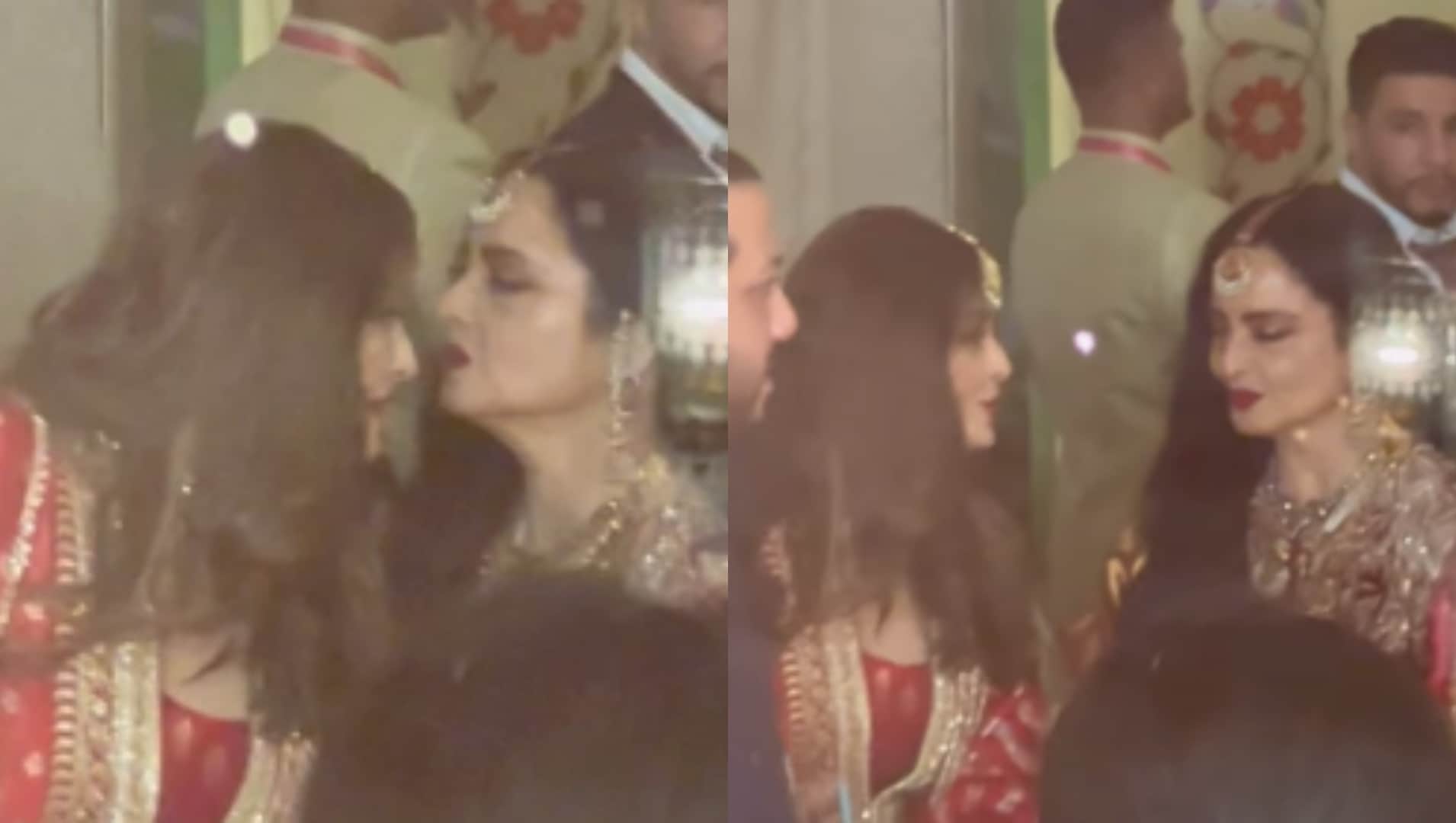 Aishwarya Rai Bachchan and Abhishek Bachchan seen laughing with Hrithik Roshan at Anant Radhika wedding