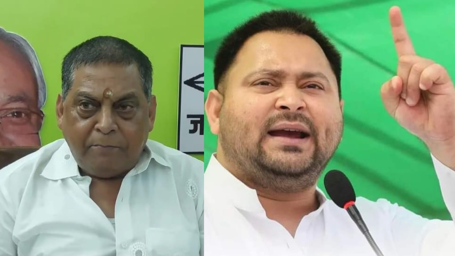 जदयू प्रवक्ता नीरज कुमार और तेजस्वी यादव