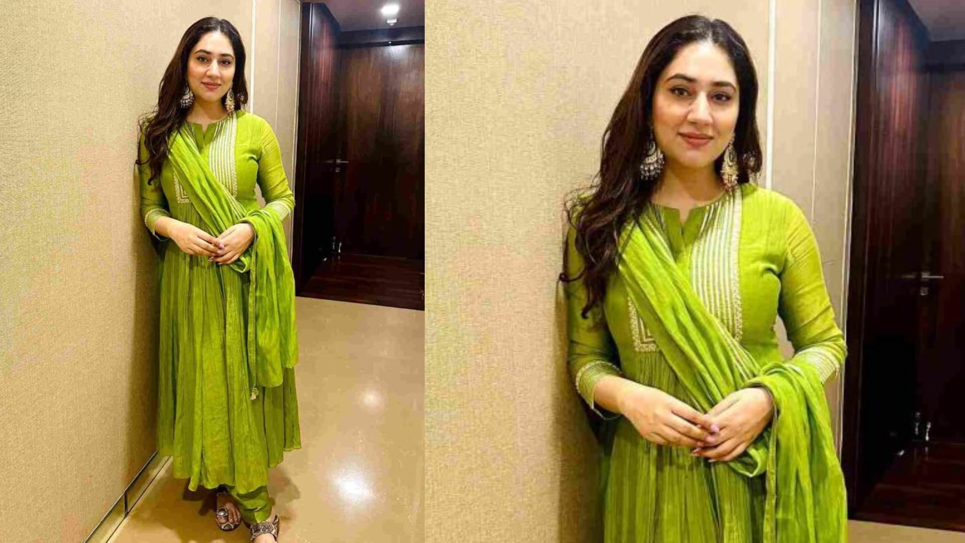 Sawan 2024 trendy green suit for woman inspired by Bollywood and TV actress