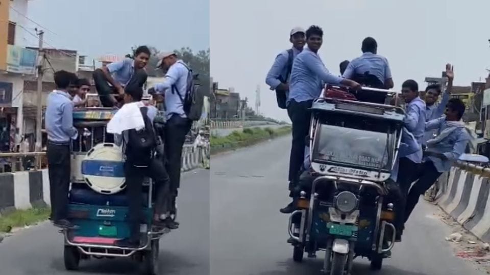 14 students riding on e-rickshaw created ruckus in Hapur