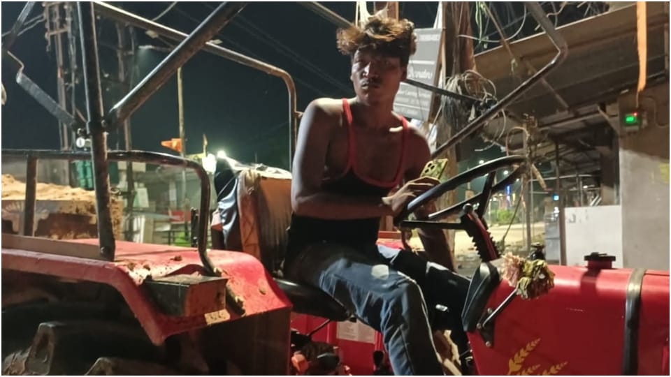 Tractor seized while illegally transporting sand
