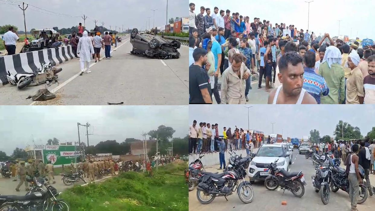 Kannauj: Scooty rider dies in accident, police beat up villagers who had blocked the road