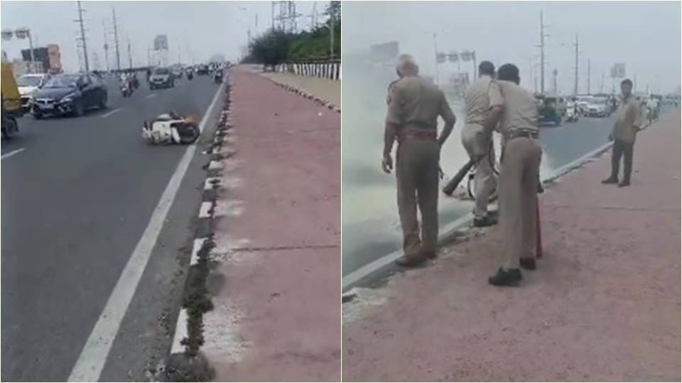 Fire broke out in moving scooter in Ghaziabad firefighters brought it under control