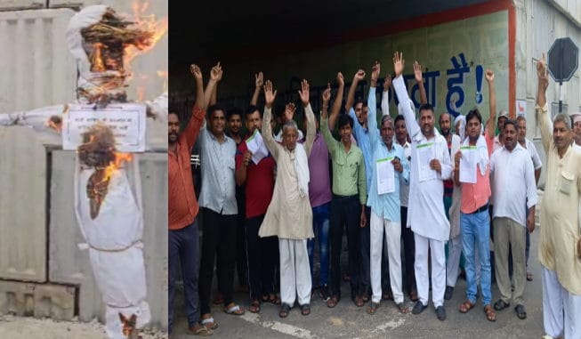 Muzaffarnagar: Villagers burnt effigy of AIMM Waris Pathan, says if name on house then why objection on shop