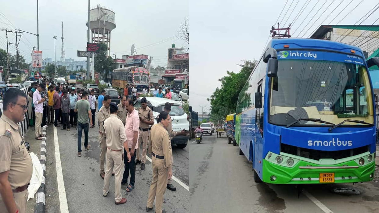Accident Two Lady police riding a scooter were crushed by a bus one died Ajabpur flyover Dehradun