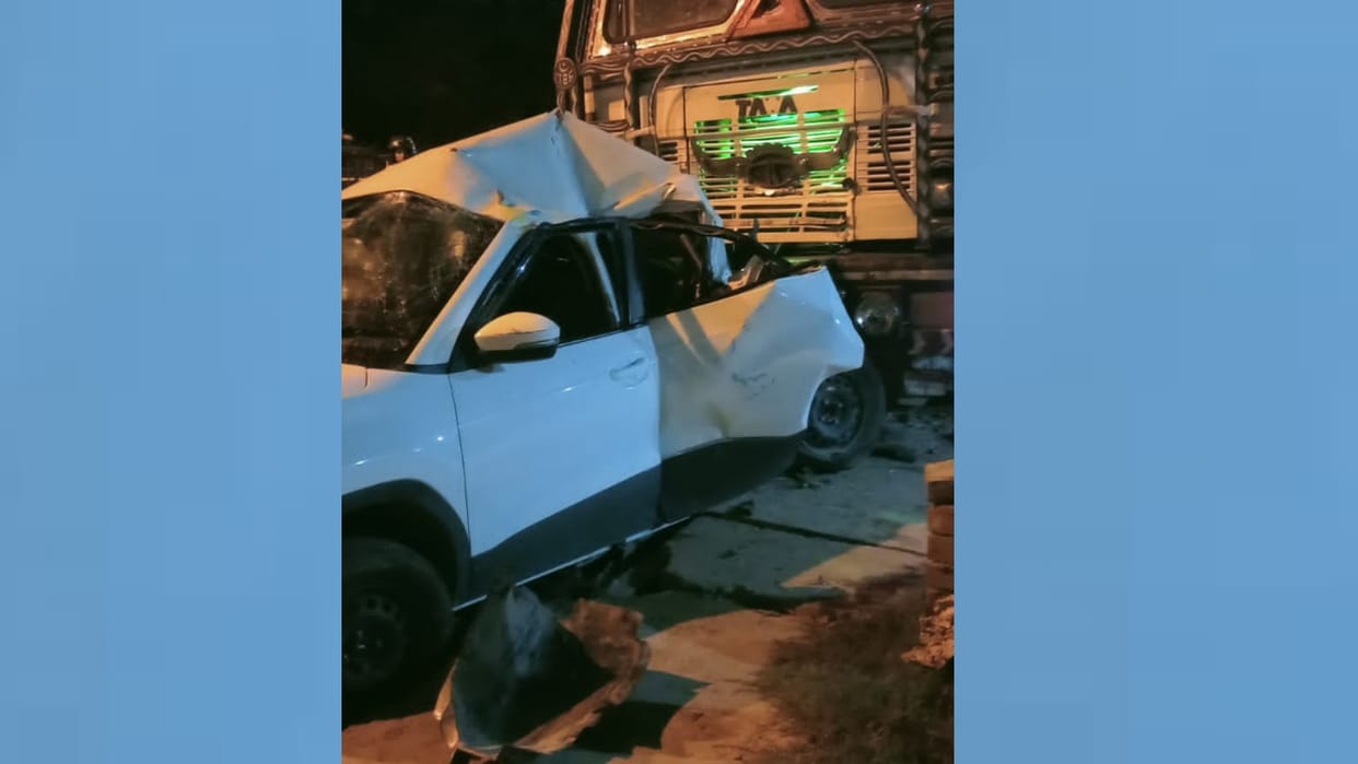 A woman died when a container hits a car in Bachhrawan in Raebareli.