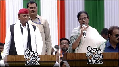 Akhilesh Yadav with Mamata Banerjee at the Trinamool Congress’s annual Martyrs’ Day rally news and updates