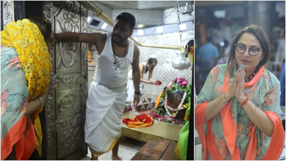 Ujjain News Actress Jayaprada Reached Mahakaleshwar Temple Seek Blessings of Baba Mahakal See Photos
