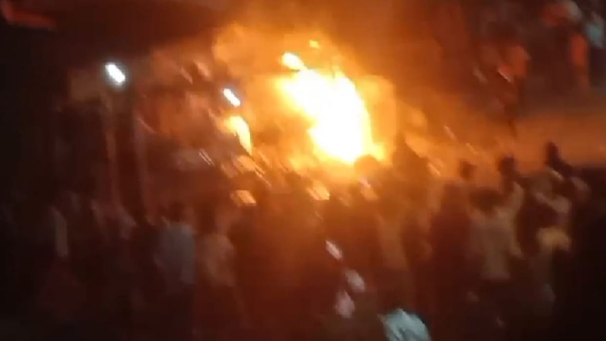 Cylinder fire caused stampede the fair police and fire brigade controlled this