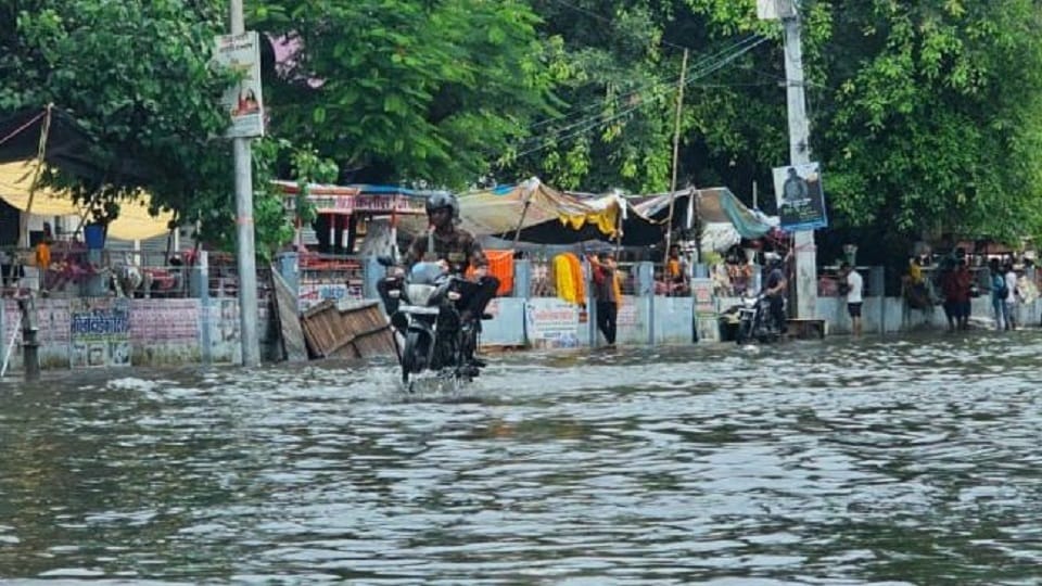 water filled everywhere due to rain in rudrapur