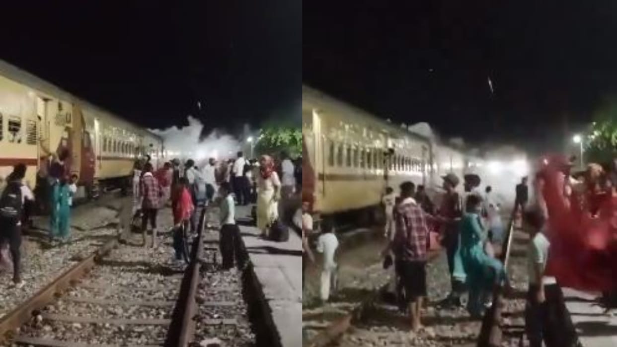 Panic spread among passengers due to leakage of fire cylinder in Bareilly-Delhi Passenger