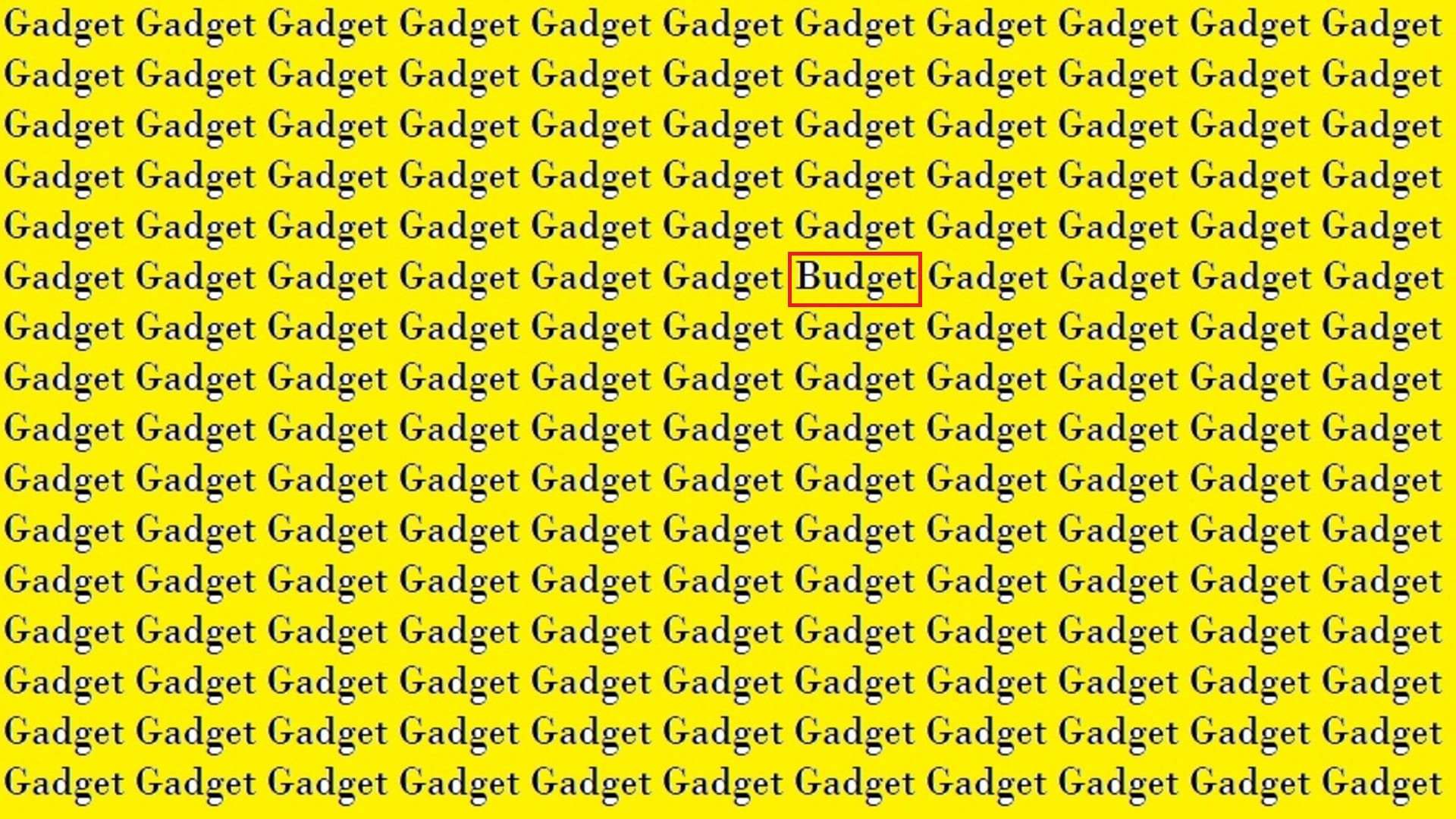 Optical Illusion For IQ Test: can you spot the Budget hidden between Gadget optical illusion quiz