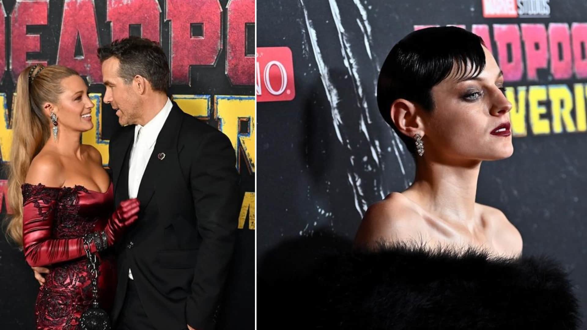 Deadpool And Wolverine World Premiere Ryan Reynolds Hugh Jackman Emma Corrin In New York City on red carpet