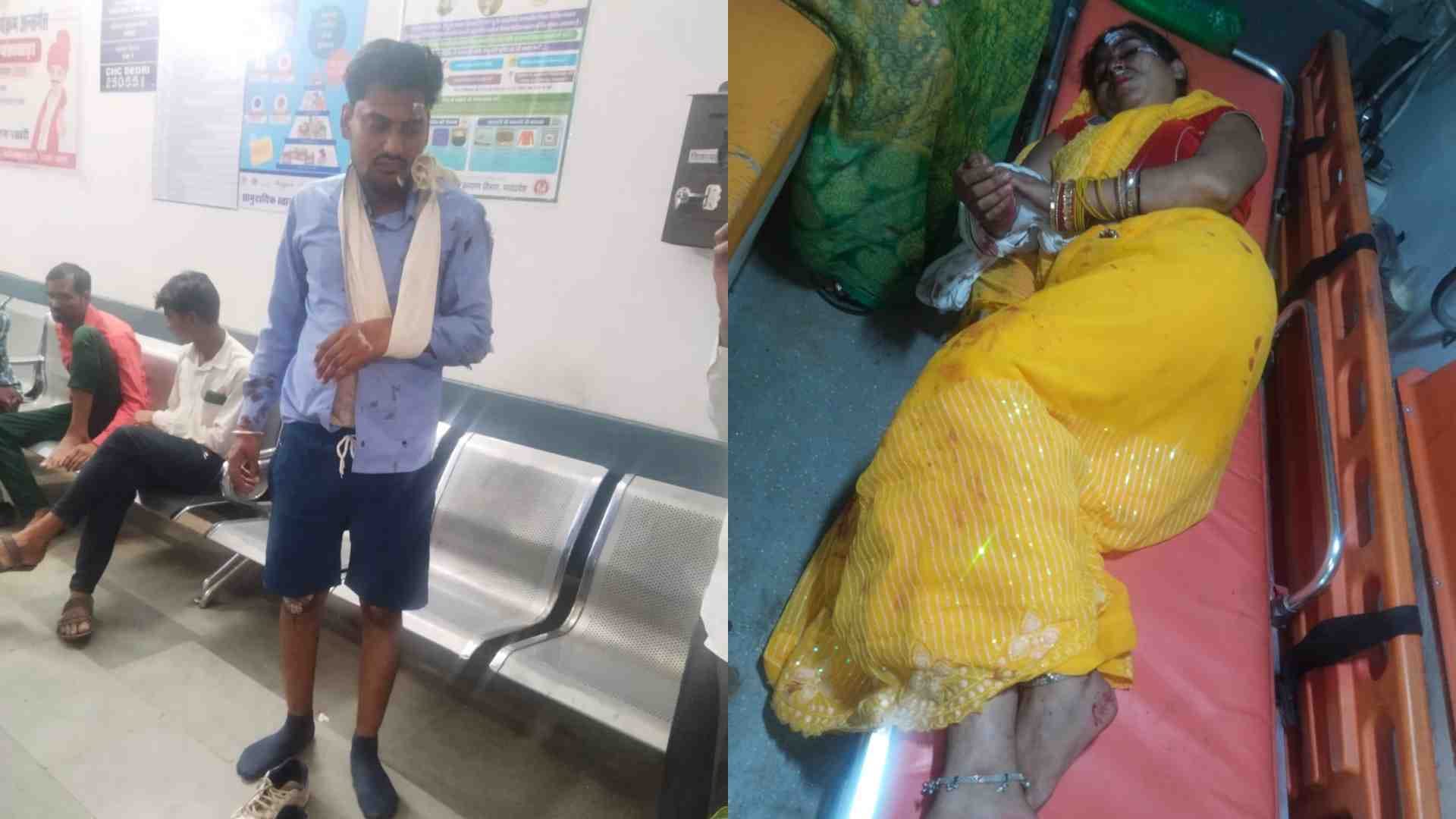 हादसे के बाद घायल दंपती।