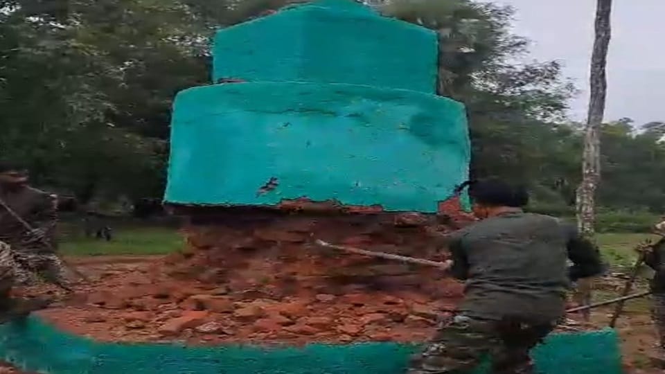 Action by soldiers before Naxal martyrdom week two Naxal monuments demolished in Sukma