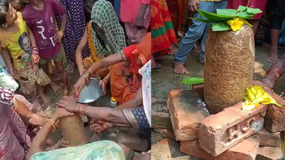 ancient Shivling found during plowing of fields in Agra people said God himself come home in Sawan