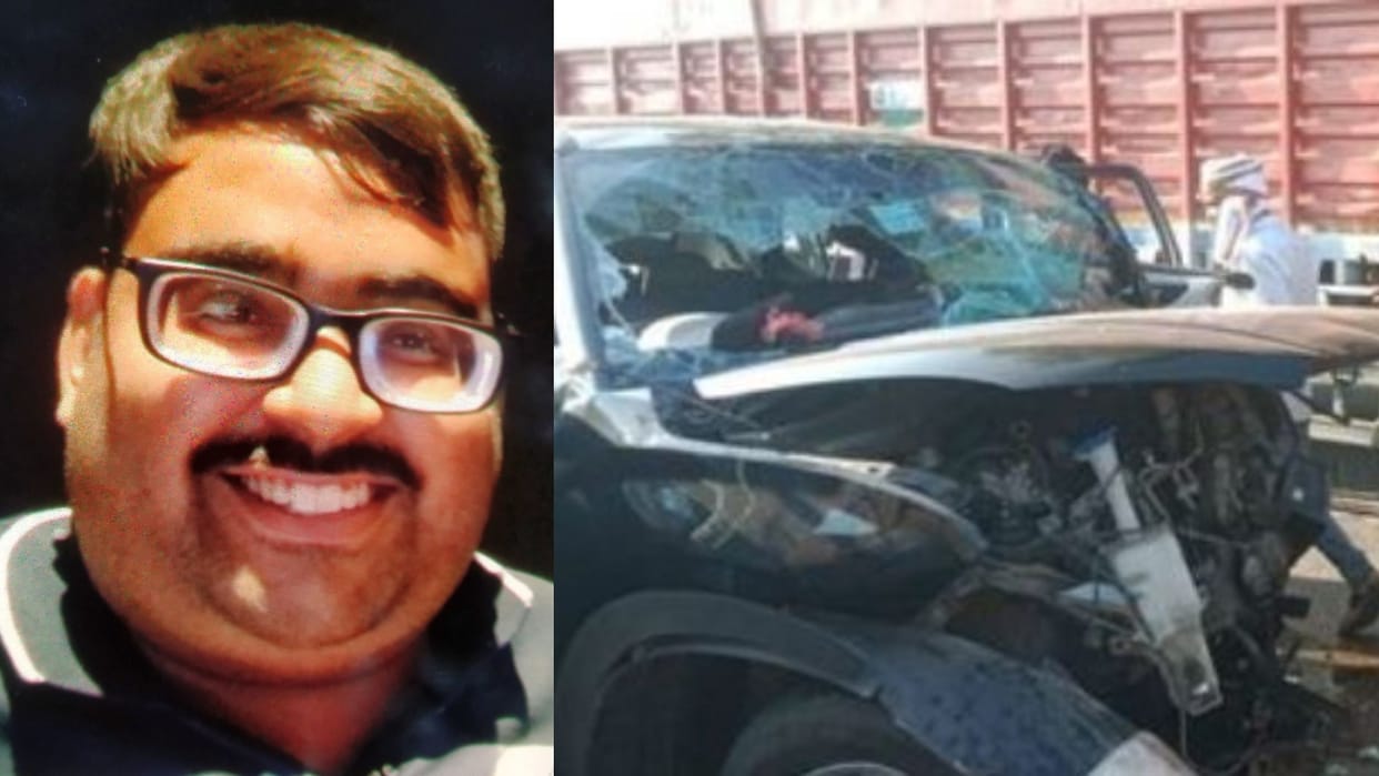 two people died as car collided with divider on highway in Bareilly
