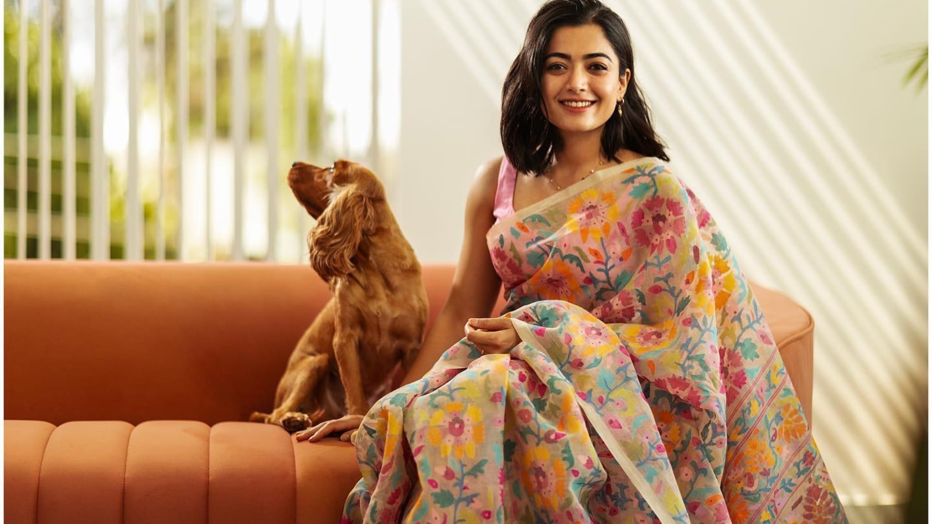 trendy saree for office inspired by Rashmika Mandanna