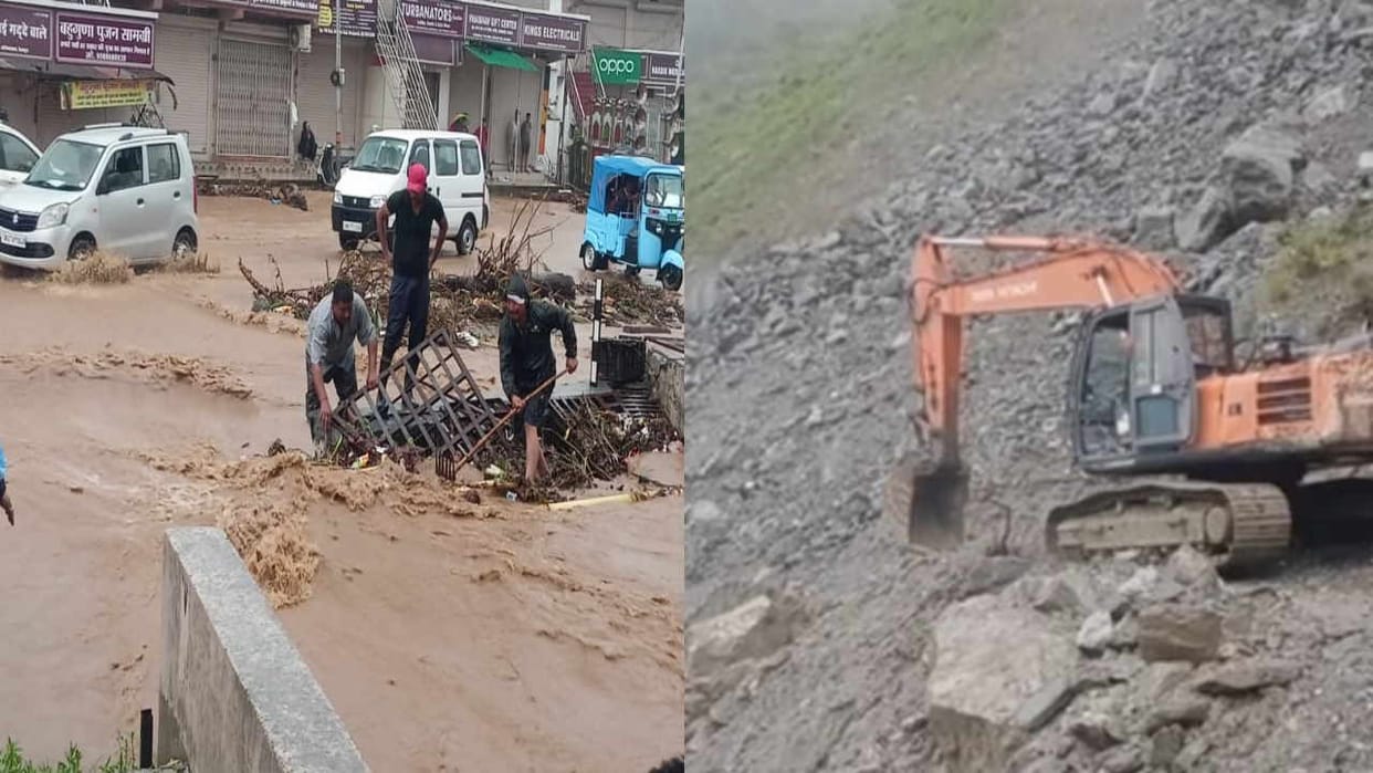 Heavy rain landslide in Uttarakhand Gangotri highway closed rain drains overflowing water entered houses