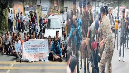 The visually impaired association blocked the road near the secretariat and scuffled with the police