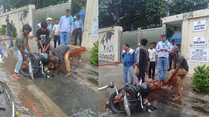 Heavy rain in Agra brought relief from heat while water flowed like drain from highway to streets