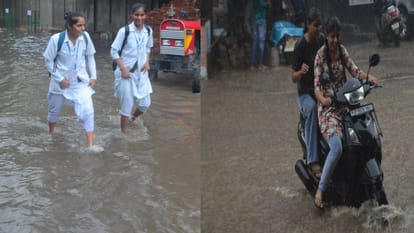 Heavy rain in Agra brought relief from heat while water flowed like drain from highway to streets