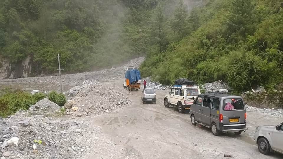 Badrinath Highway Landslide zone active again in Patalganga after five years debris falling on Road