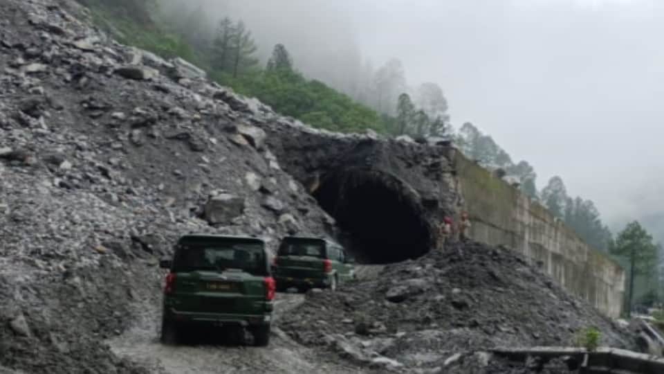 Badrinath Highway Landslide zone active again in Patalganga after five years debris falling on Road