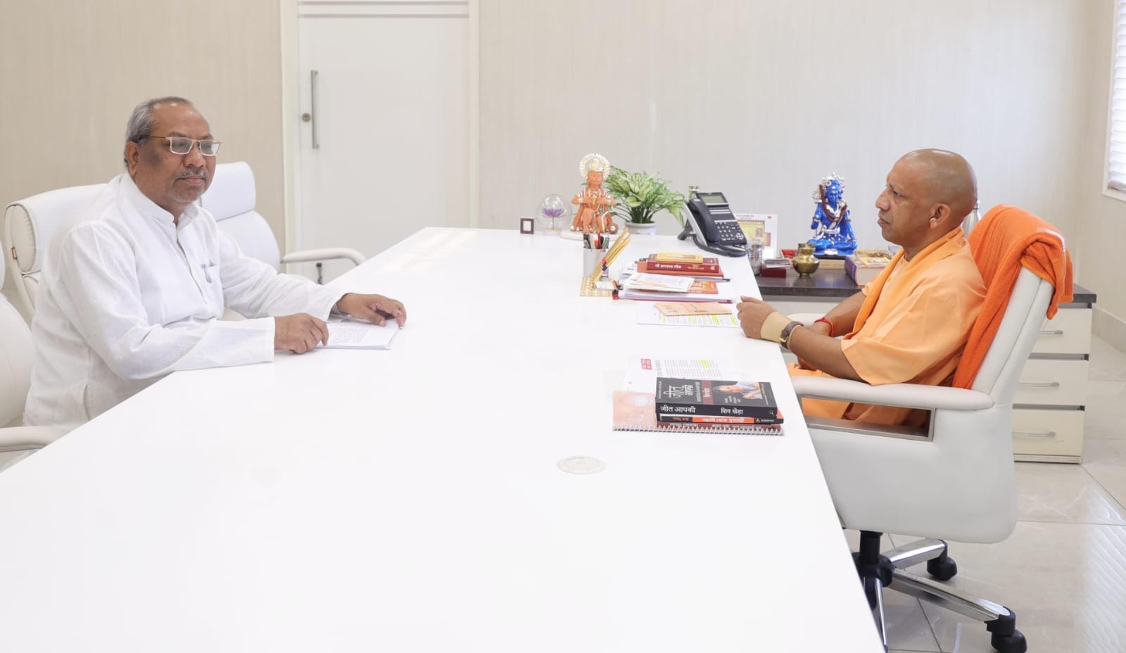 UP minister Dr Sanjay Nishad meets to CM Yogi Adityanath.