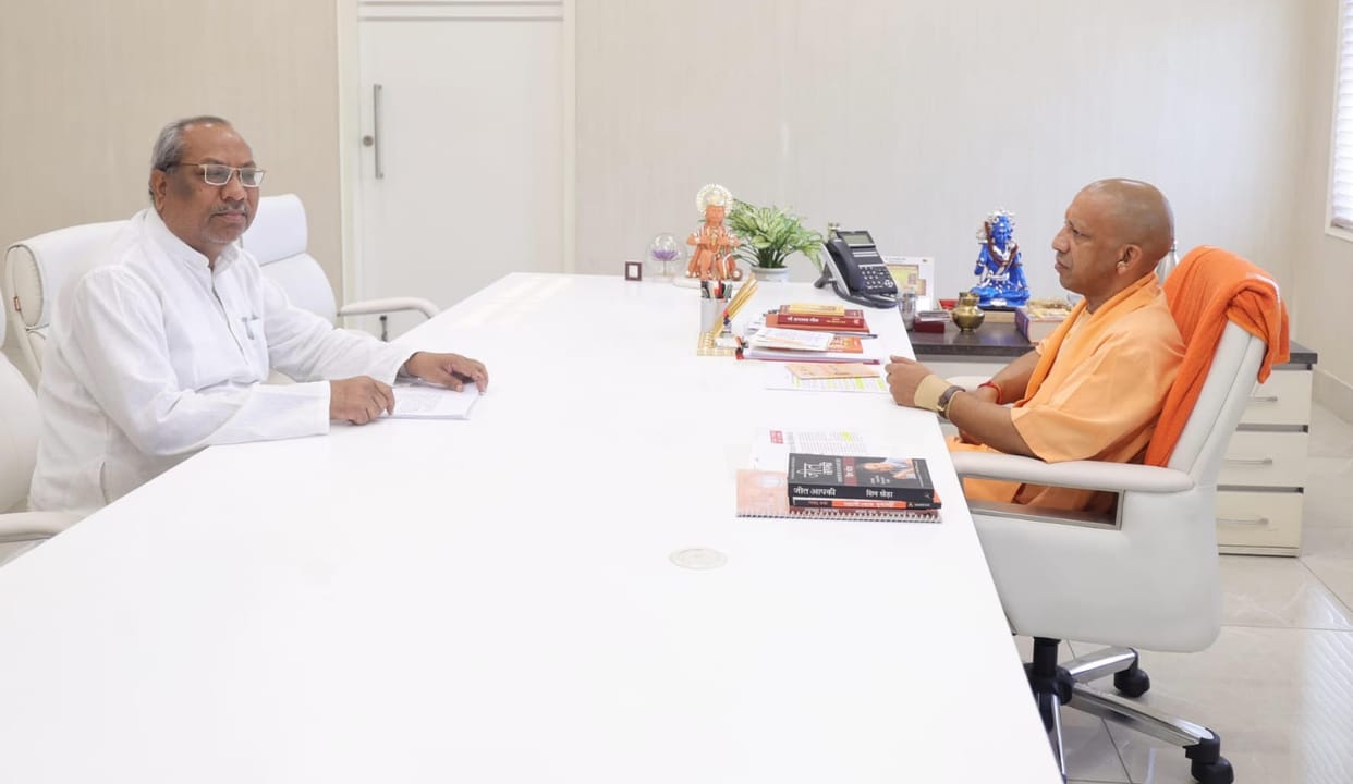 UP minister Dr Sanjay Nishad meets to CM Yogi Adityanath.