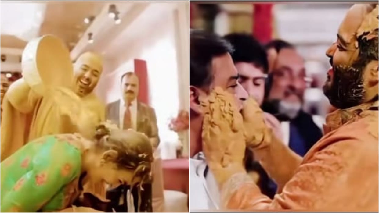 Anant Ambani and Radhika Merchant Haldi Video Viral Groom Dumps A Bucket Of Haldi On Nita Ambani See Video