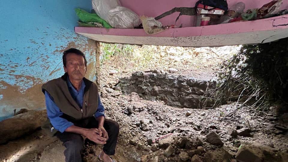 Uttarakhand rainfall Chamoli Sewer water enters village breaking walls of two houses Photo