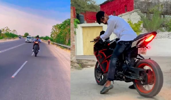 A young man was seen doing stunts on the highway, he made a reel and uploaded it on social media