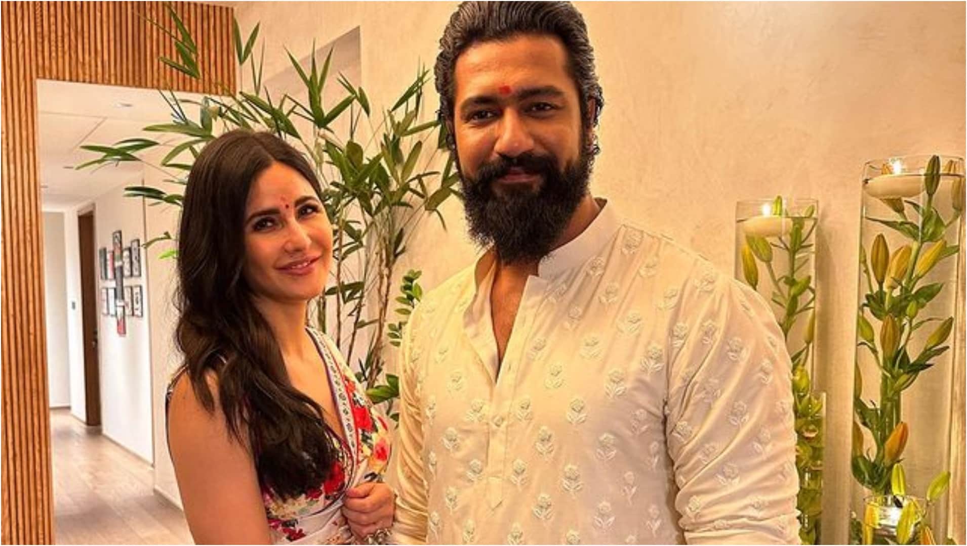 Vicky kaushal and katrina kaif flaunted in traditional look fans and celebrities reacted and wish him diwali