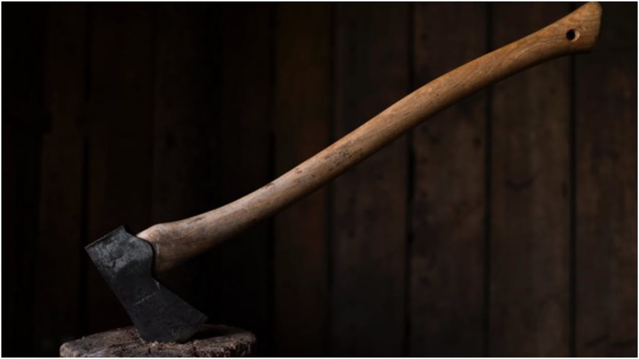 Son cut mother's leg with an axe