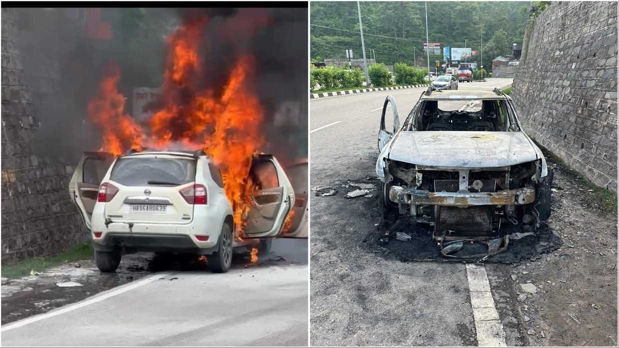 Haryana: car of Entrepreneur son caught fire in Panipat