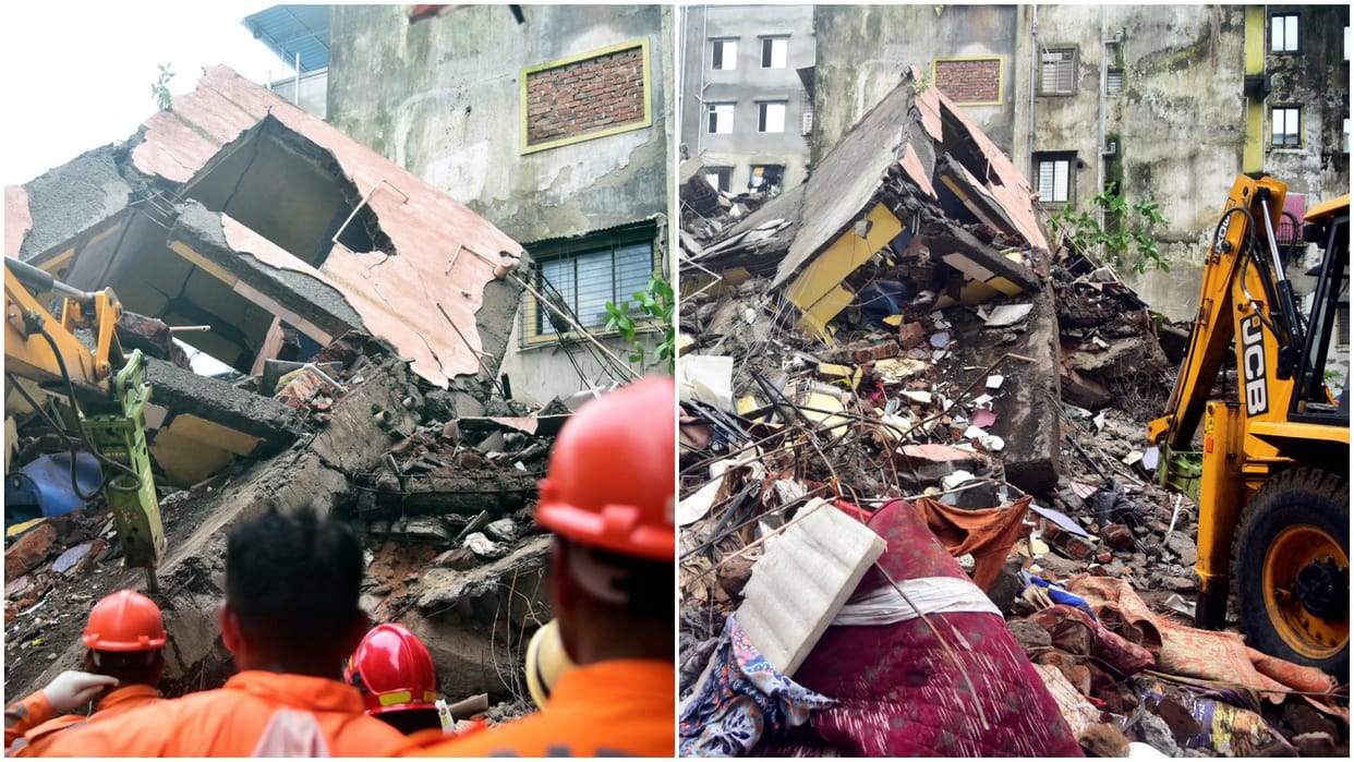 Maharashtra Navi Mumbai Shahbaz village Building Collapse several feared trapped inside NDRF Police Fire Briga
