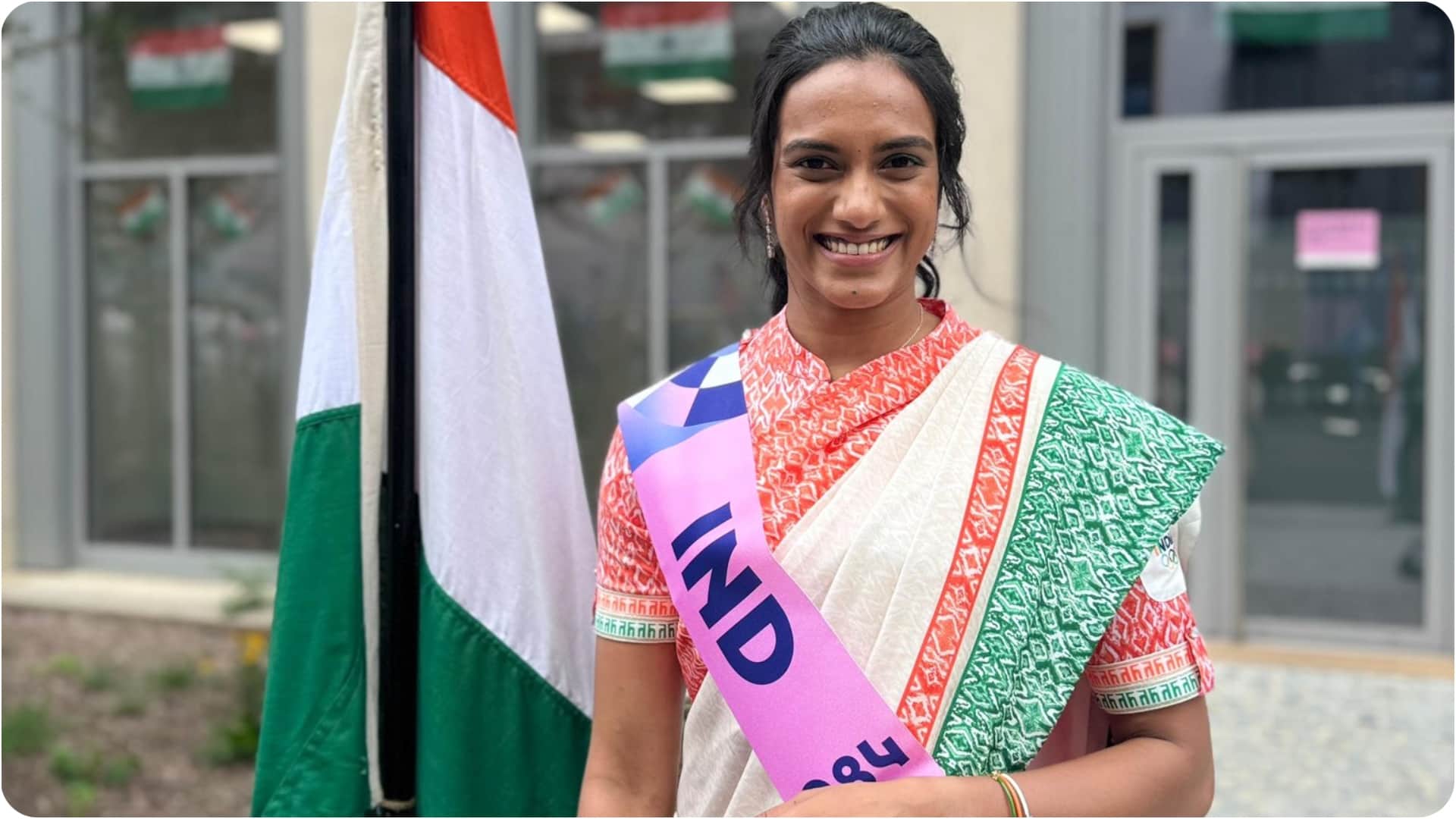 Paris Olympics Opening Ceremony 2024 Badminton Player PV Sindhu and Table Tennis Player Sharath Kamal Photos