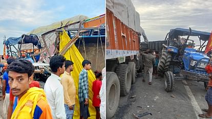 Truck collides with tractor trolley in Lakhimpur Kheri several Kawandis injured