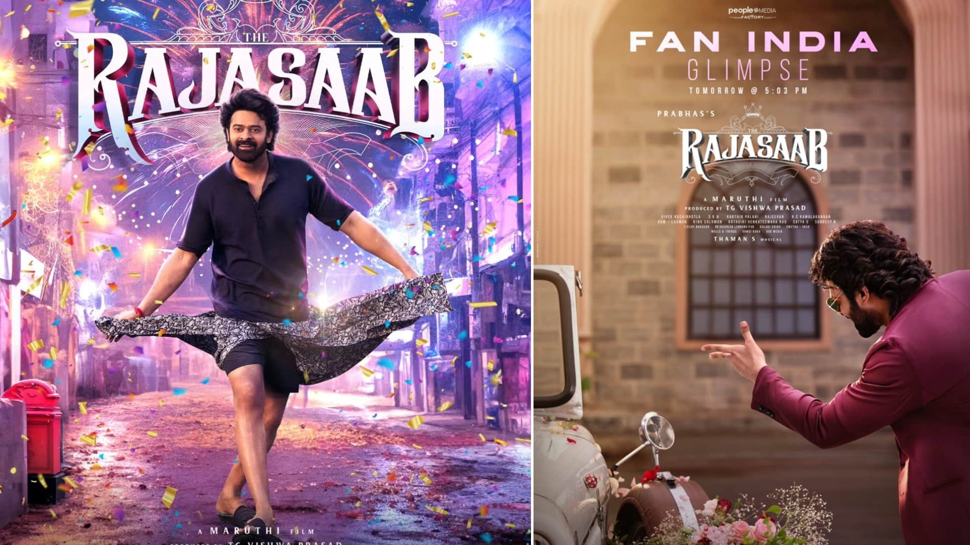 Prabhas huge success of kalki 2898 ad next upcoming film The Raja Saab Glimpse monday at 5:03 PM