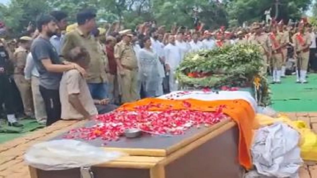 Crowd gathered to pay last respects to martyr Mohit Rathore in Budaun