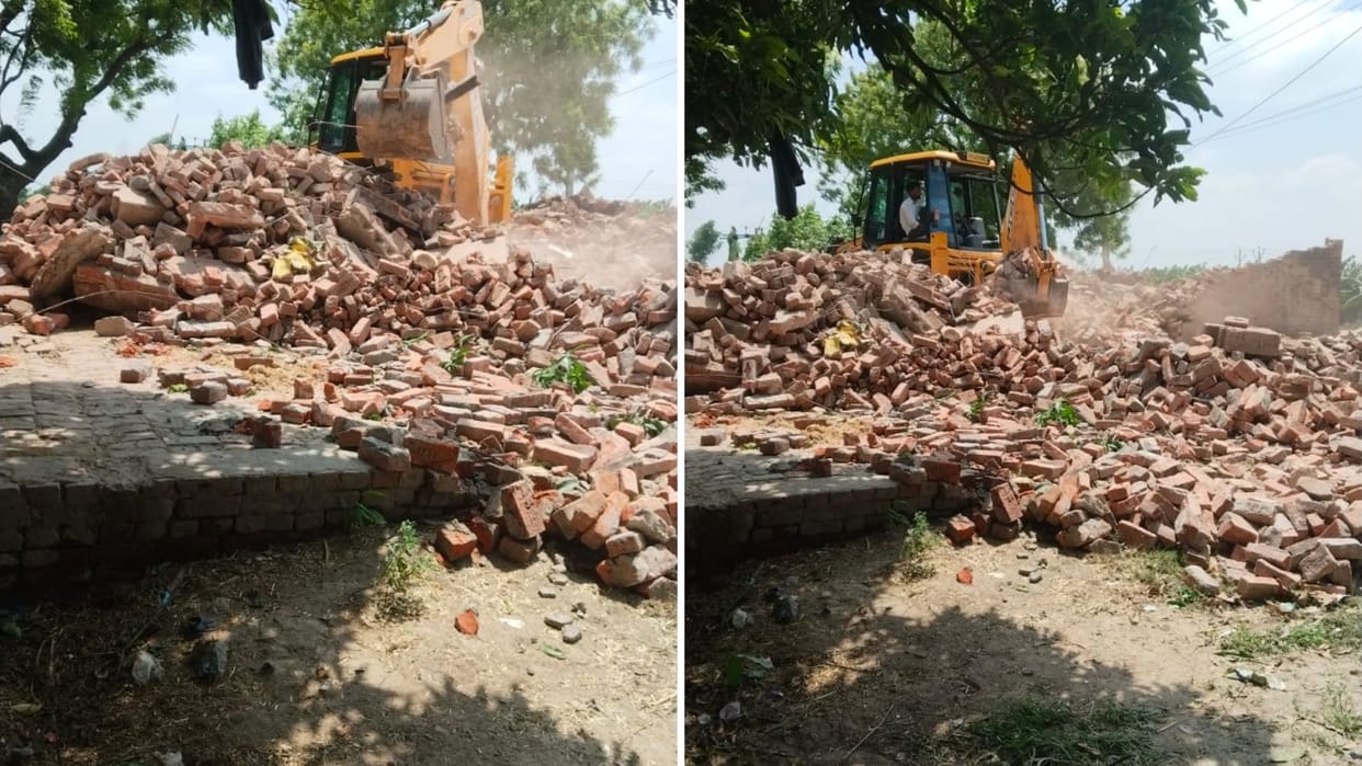 Bulldozer roared in Mau Action taken against Mukhtar gang member illegal encroachment one crore demolished