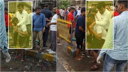 अग्निशमन अधिकारी की पीठ पर नजर आए सूरत के डिप्टी मेयर