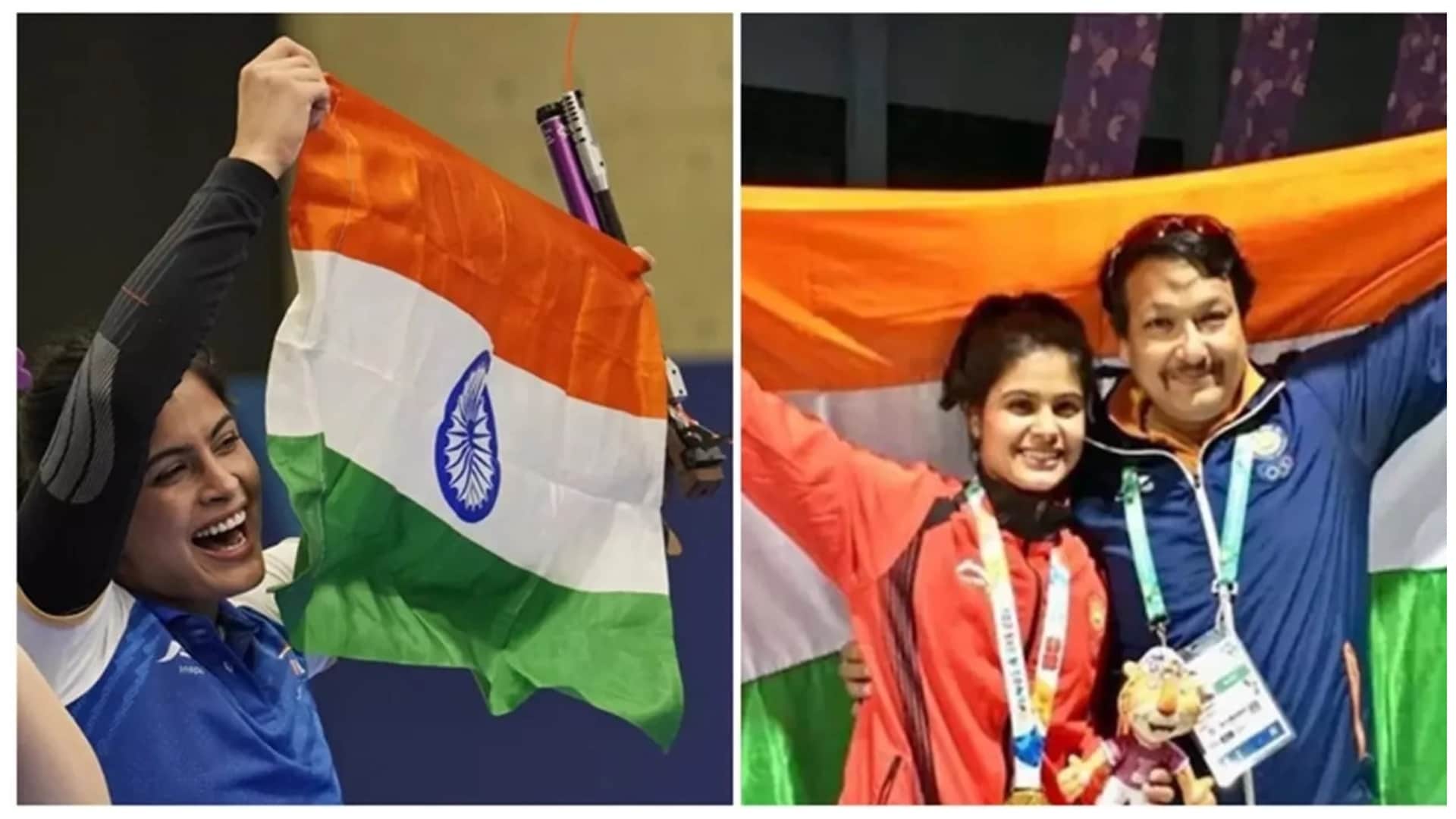 Champions meet: Abhinav Bindra poses with Paris Olympics 2024 star Manu Bhaker and Coach Jaspal Rana