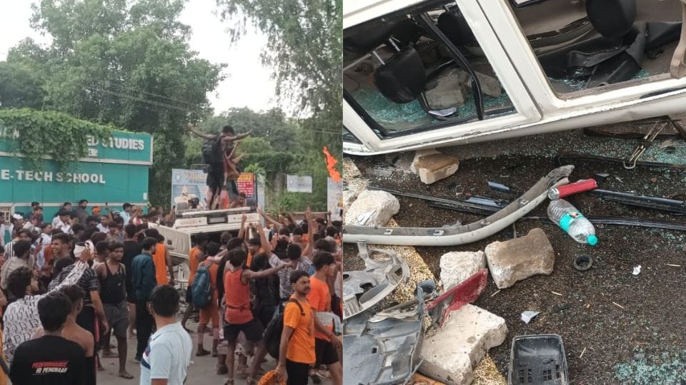 Kanwadis created ruckus in Ghaziabad and vandalized the police vehicle
